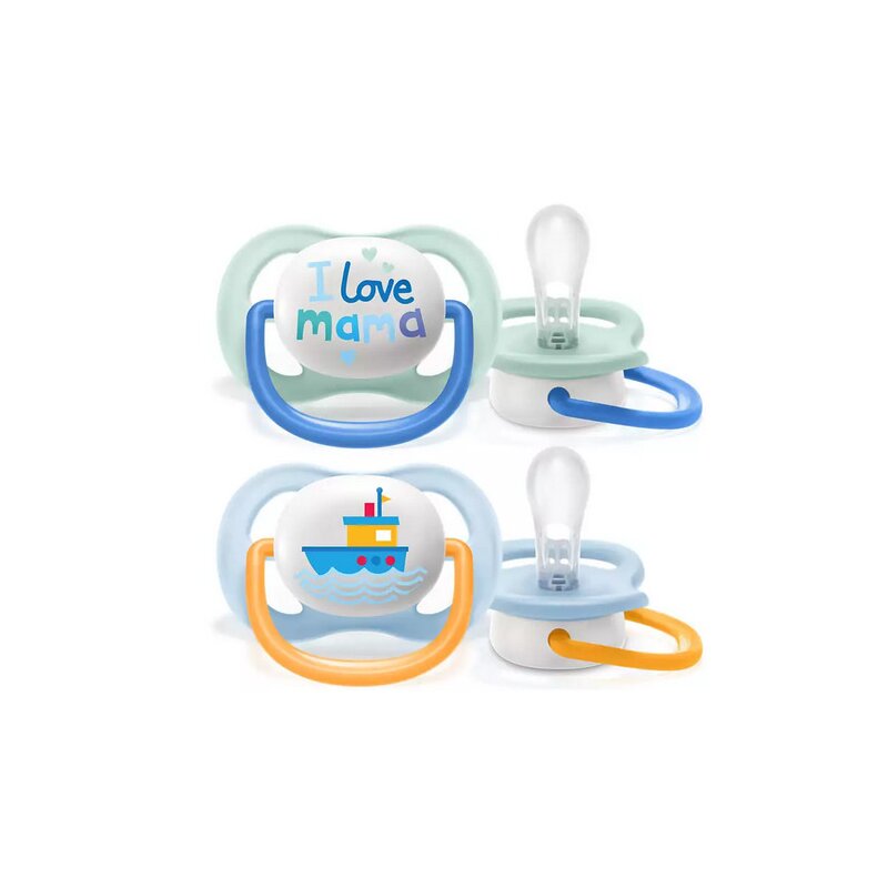Philips avent - set suzete , ultra air , 2 buc, 0-6 luni, din silicon, multicolor