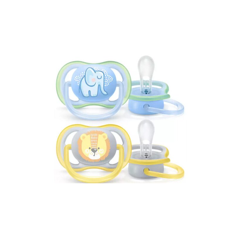 Philips avent - set suzete , ultra air , 2 buc, 0 luni+ din silicon, multicolor