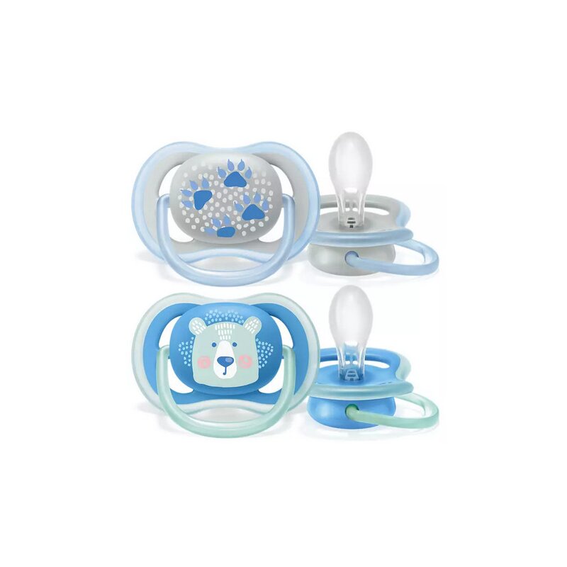 Philips avent - set suzete , ultra air , 2 buc, 6-18 luni, din silicon, albastru