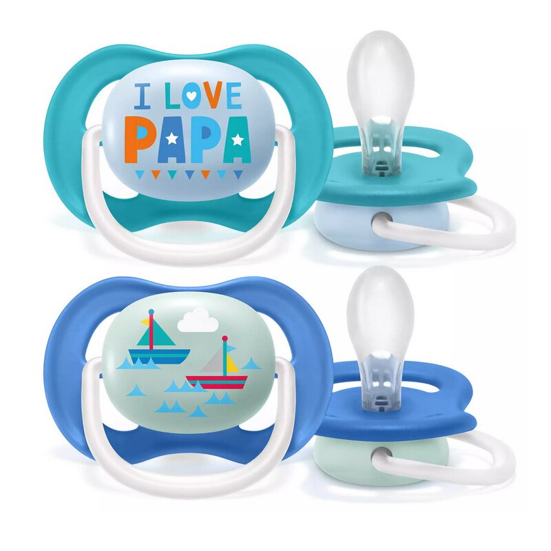 Philips Avent - Set suzete , Ultra air , 2 buc, 6-18 luni+ din Silicon, Albastru si turqoise