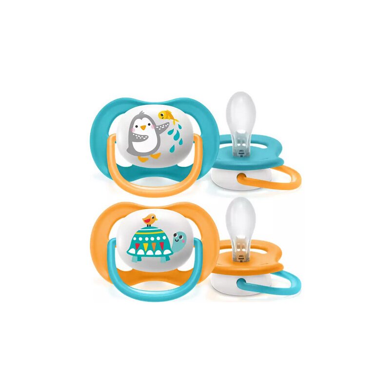 Philips avent - set suzete , ultra air , 2 buc, 6-18 luni+ din silicon, multicolor