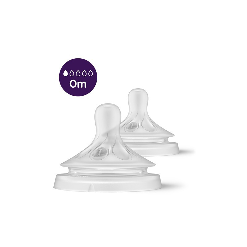 Philips avent - set tetine natural response, 2 buc, cu debit 1 (lent), 0 luni, transparent