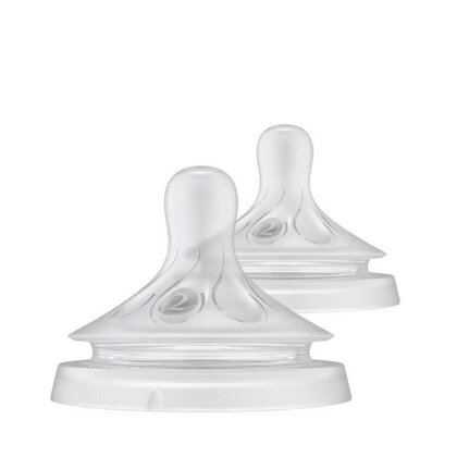 Set tetine, Philips Avent, Natural Response, 2 buc, Cu debit 2 (lent), 0 luni+, Transparent