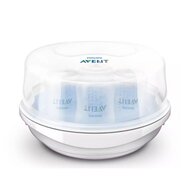 Sterilizator pentru microunde, Philips Avent, Gata in 2 min., Pentru pompe de san, suzete, tacamuri, biberoane, Alb