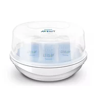 Sterilizator pentru microunde, Philips Avent, Gata in 2 min., Pentru pompe de san, suzete, tacamuri, biberoane, Alb