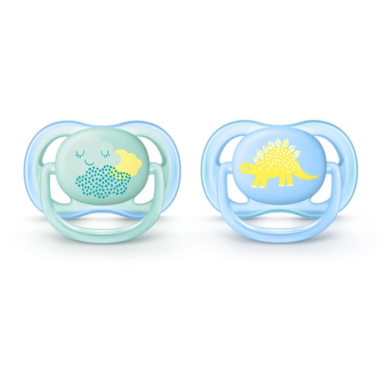 Philips avent - set suzete , ultra air , 0-6 luni, 2 buc din silicon, albastru