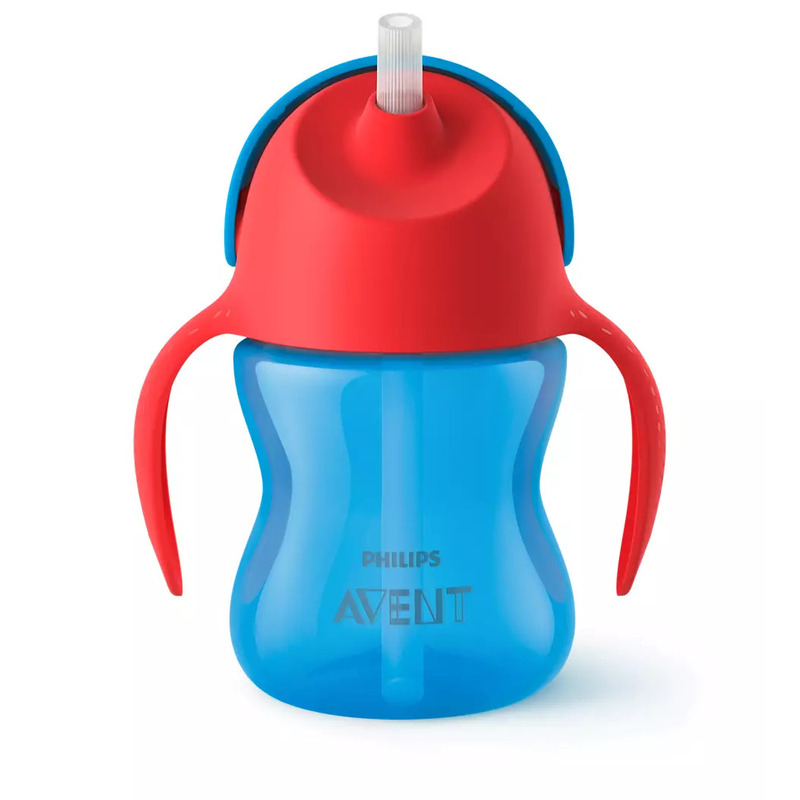 Philips Avent - Canuta cu pai , 200 ml, 9 luni+, Albastru