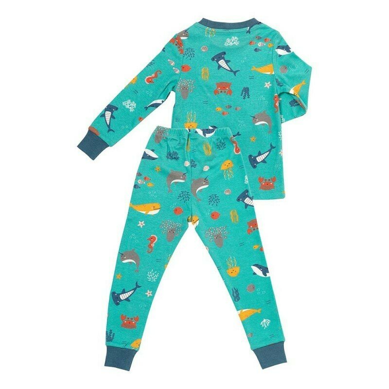 Pijama 100% bumbac organic, Under the Sea, 9-10 ani