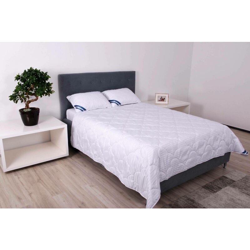 Somnart - pilota 200×220 cm microfibra striata alba matlasata model lacrimi, 200 g, de vara