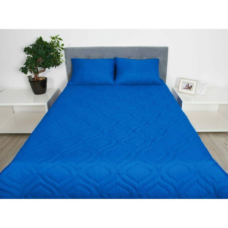 Somnart - pilota 200x220 belina, microfibra, lavabila la masina, vidata, de vara, albastru