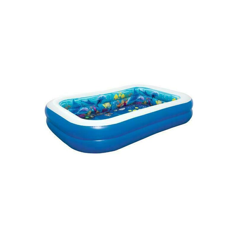 Bestway - piscina cu 2 inele aventuri 3d in lumea marina, 262 x 175 x 51 cm