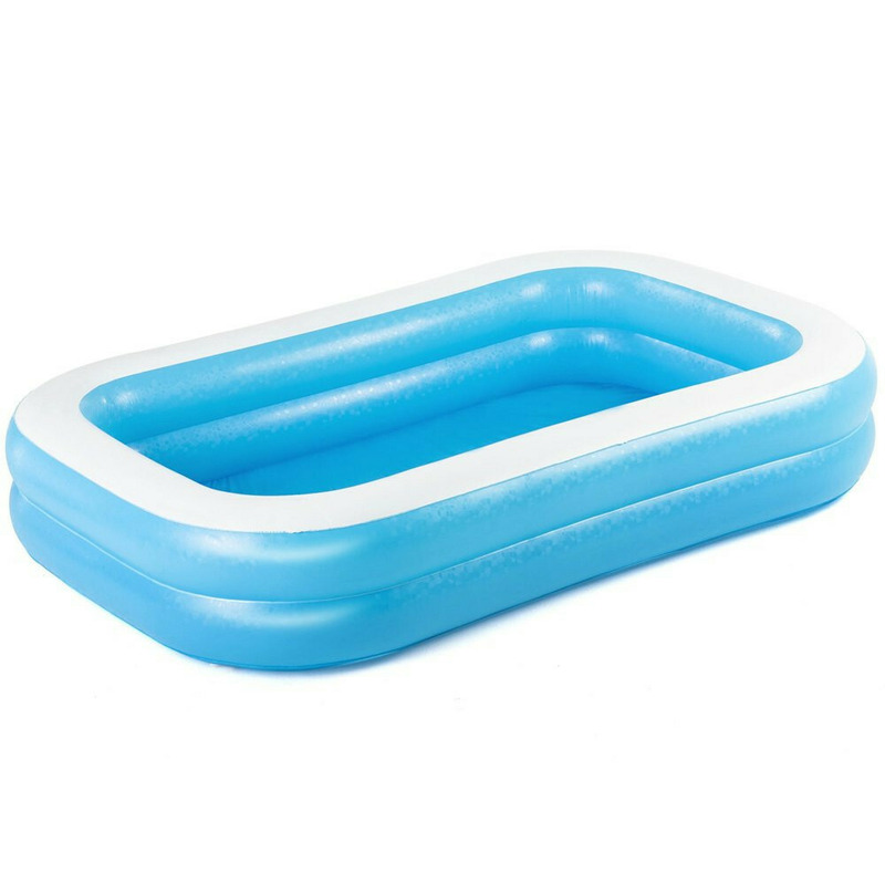 Piscina gonflabila pentru copii, 2 inele, bestway, 262 x 175 x 51  cm, alb/albastru