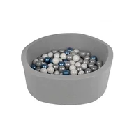 Piscina uscata, BabyTrold, Cu 100 bile, Fara ftalati si BPA, Husa detasabila, 90x90x30 cm, 18 luni+, Gri