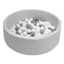 Piscina uscata, New Baby, Cu 150 de bile (Alb, gri), Din tesatura fina cu certificare Oeko-Tex Standard 100, Dimensiune 83 x 83 x 30 cm, Grey - 1