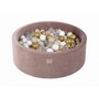 Meowbaby® - Piscina uscata cu 200 de bile (gold, bej, alb, transparent) MeowBaby  , 90x30 cm, Catifea Bej - 1