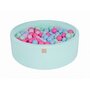 MeowBaby® - Piscina cu bile,  Cu 200 bile, Mint  Babyblue  Roz  Pastel Roz, 90x30 cm, Verde - 8