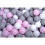 Meowbaby® - Piscina uscata cu 200 de bile (roz pastel, gri, alb) MeowBaby  , 90x90x40 cm, Gri - 2