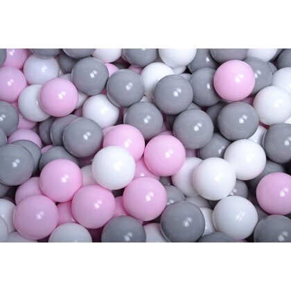 Meowbaby® - Piscina uscata cu 200 de bile (roz pastel, gri, alb) MeowBaby  , 90x90x40 cm, Gri