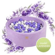 MeowBaby® - Piscina cu bile Catifea,  Cu 250 bile, Alb Perlat  Alb  Lila, 90x30 cm, Violet