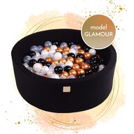 Meowbaby® - Piscina uscata cu 250 de bile (Negru. Alb perlat. Auriu. Transparent) MeowBaby . Glamour. 90x30 cm. Negru