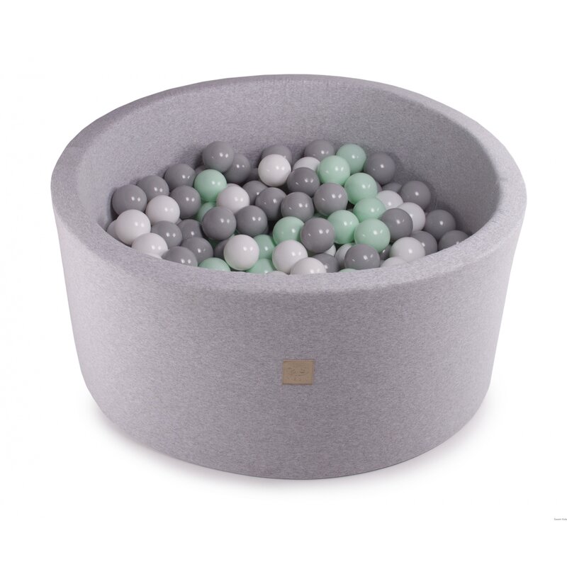 Meowbaby® - piscina cu bile, cu 300 bile, alb gri mint, 90x40 cm, gri