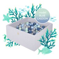 Meowbaby® - Piscina uscata cu 300 de bile (babyblue. mint. blue perlat. transparent) MeowBaby . Blue Lagoon. 90x90x40 cm. Gri