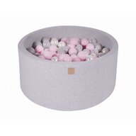 Meowbaby® - Piscina uscata cu 300 de bile (Roz pastel, Alb perlat, Transparent, Gri) MeowBaby  , 90x40 cm, Gri Deschis