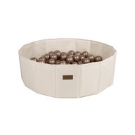 Piscina uscata pliabila, BabyTrold, Cu 100 bile, Fara ftalati si BPA, 80x80x25 cm, 18 luni+, Bej