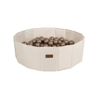 Piscina uscata pliabila, BabyTrold, Cu 100 bile, Fara ftalati si BPA, 80x80x25 cm, 18 luni+, Bej