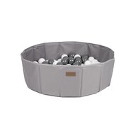 Piscina uscata pliabila, BabyTrold, Cu 100 bile, Fara ftalati si BPA, 80x80x25 cm, 18 luni+, Gri