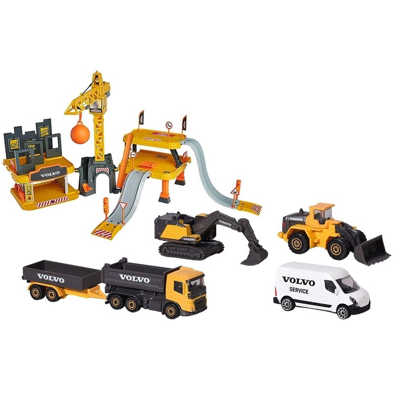 Majorette - Pista de masini Construction , Creatix, Cu 5 masinute Volvo