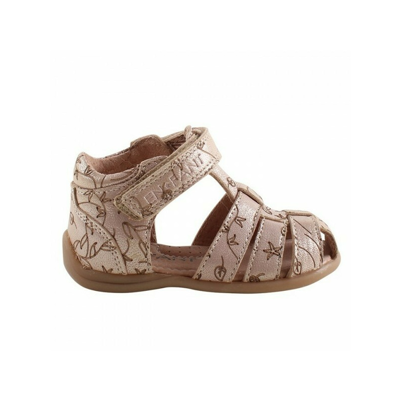 Plain small flower 20 - sandale din piele cu inchidere velcro pentru copii