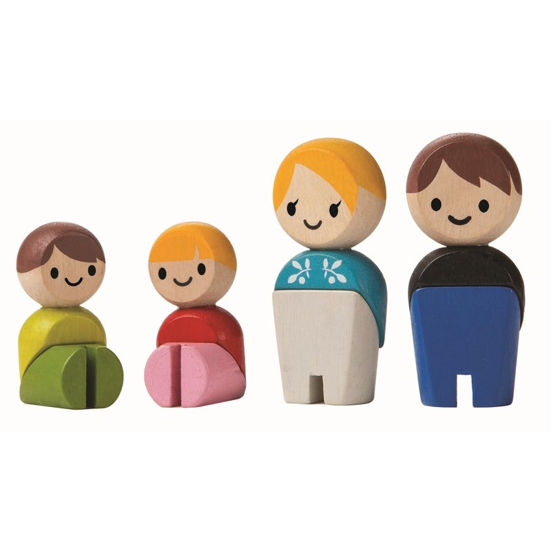 Plan toys - set de figurine din lemn, familia de papusi