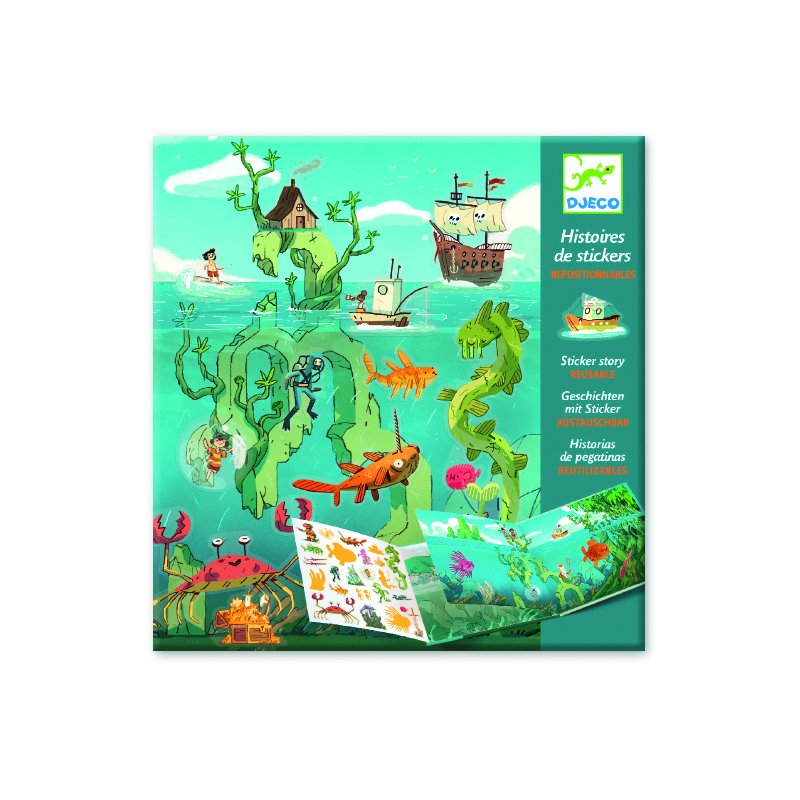 Djeco - planse cu abtibilduri repozitionabile aventuri pe mare