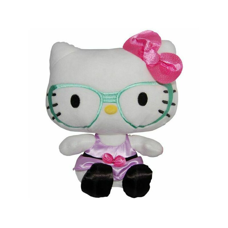 Play by play - jucarie din plus hello kitty cu ochelari si rochie mov, 23 cm