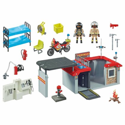 Playmobil - Set Mobil Statie De Pompieri Si Figurine