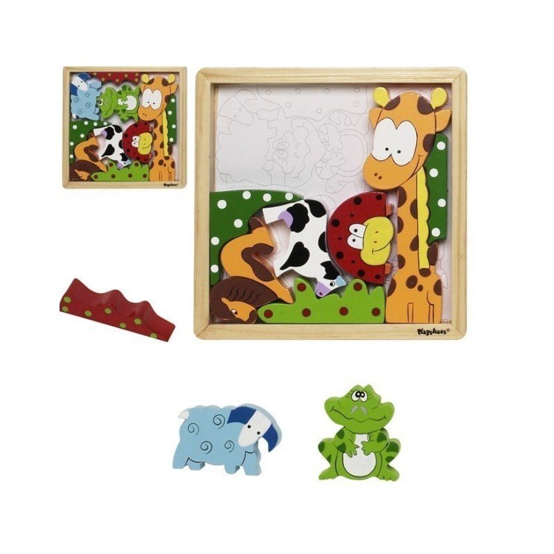Playshoes - joc puzzle din lemn animale