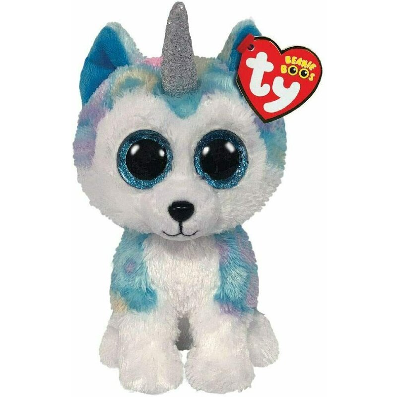 Ty - jucarie din plus catelusa husky unicorn , boos , 15 cm