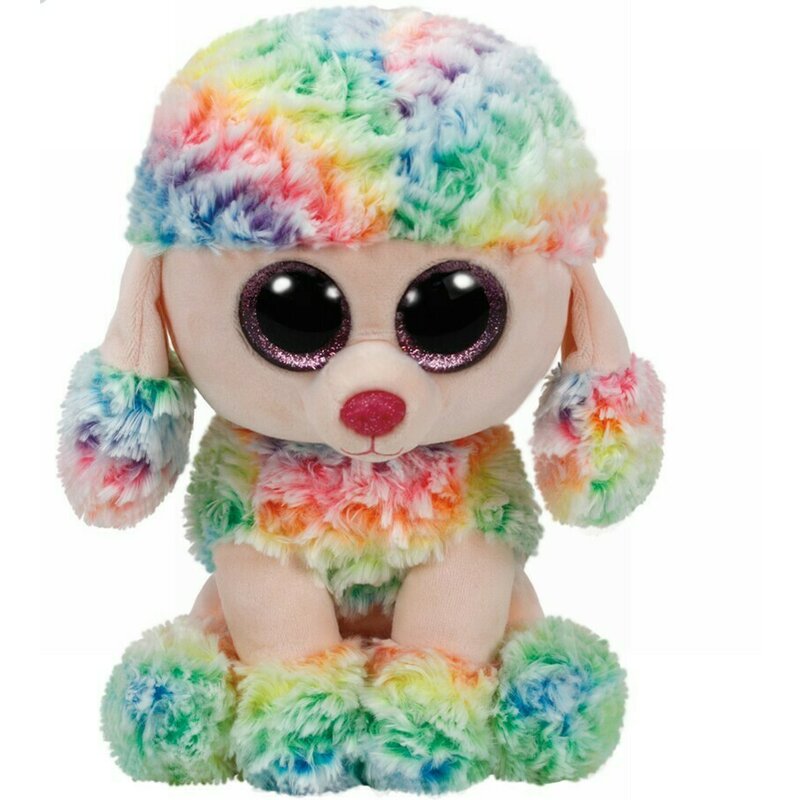 Ty - jucarie din plus pudelul rainbow , boos , 24 cm, multicolor