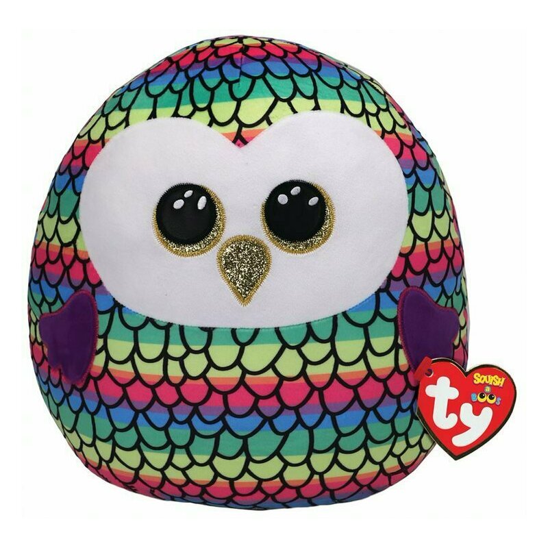 Ty - jucarie din plus bufnita owen , squish, 30 cm, multicolor