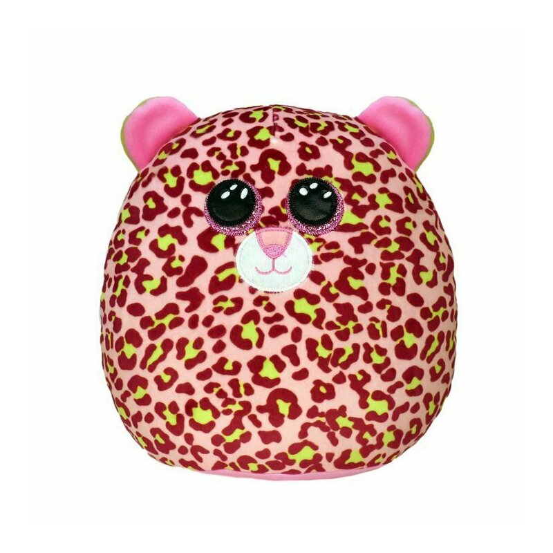 Ty - jucarie din plus leopard lainey , squish, 22 cm, roz