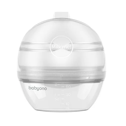 Pompa de san, BabyOno, 2  in 1, Colecteaza si pompeaza, Compacta, Special conceputa pentru sutien, Fara BPA, 60 ml, Alb