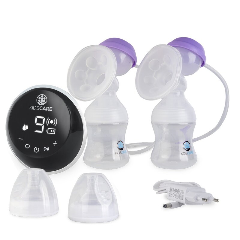 Kidscare - pompa de san electrica dubla cu acumulator, cu functie de masaj si 15 niveluri de aspiratie kidscare kc134