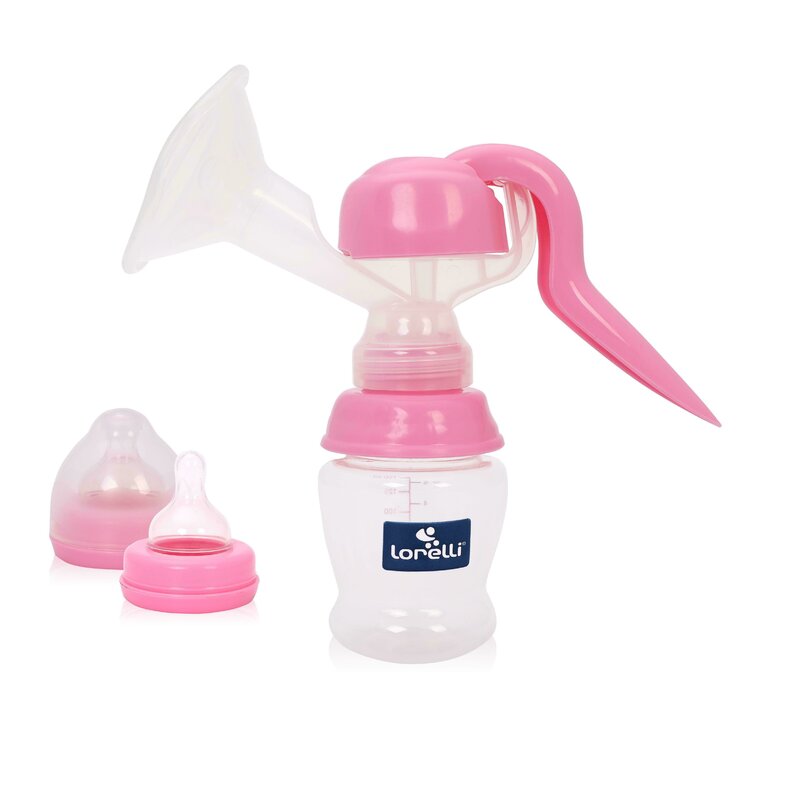 Lorelli - pompa de san manuala cu biberon 150 ml inclus pink