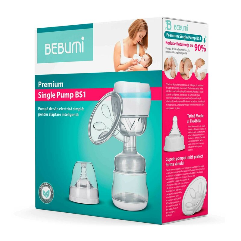 Bebumi - pompa san bs1 pink + adaptor 5.2 cm + 10 pungi deluxe