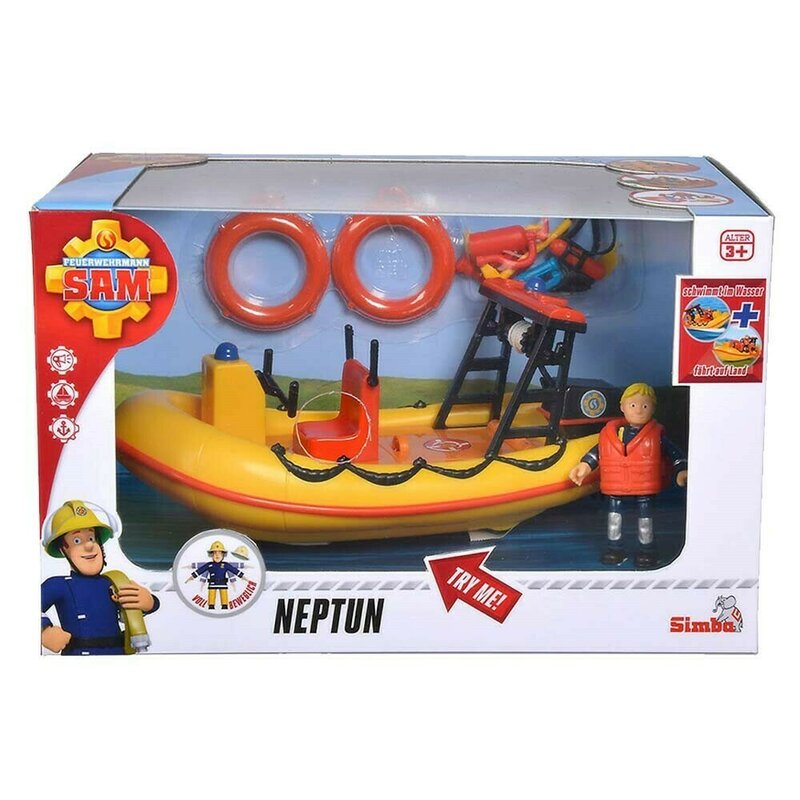 Simba - pompierul sam barca neptun cu figurina si accesorii