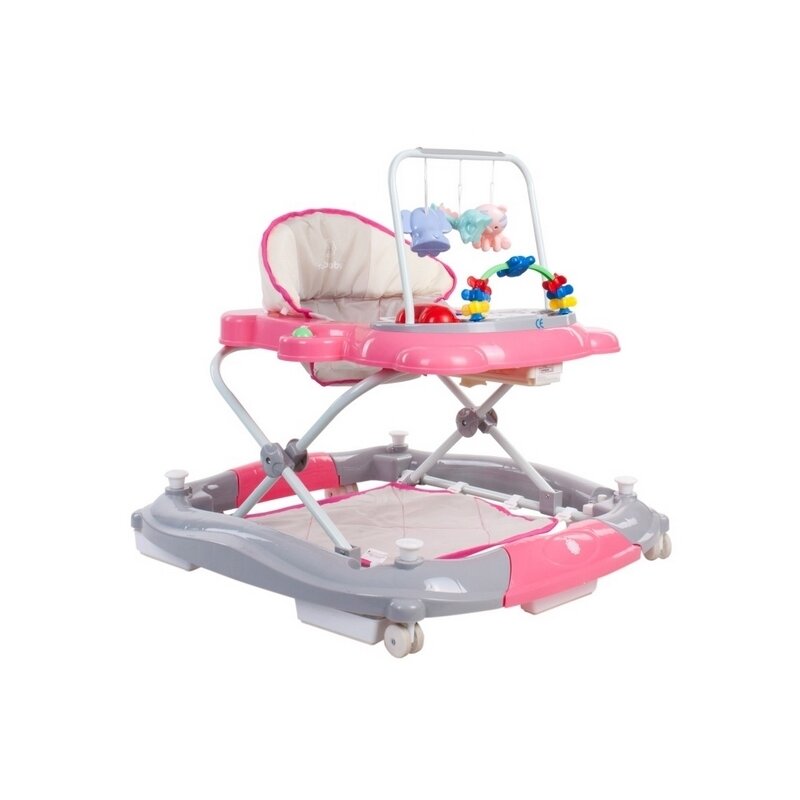 Premergator interactiv pisicuta 021 cu functie de balansoar, gri/roz