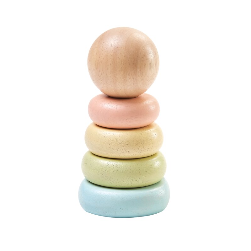 Plan toys - primul turn de stivuit, culoare pastel