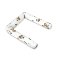 Aparatoare pentru patut, MimiNu, Tip rulou, Cu husa detasabila, Lungime 180 cm, Din bumbac certificat Oeko Tex Standard 100, Tedy bear dreams beige