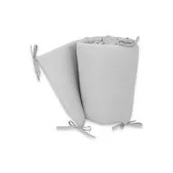 Aparatoare pentru patut, Qmini, Din muselina dubla, 180x30 cm, Din material certificat Oeko Tex Standard 100, Cu panglici, Gray